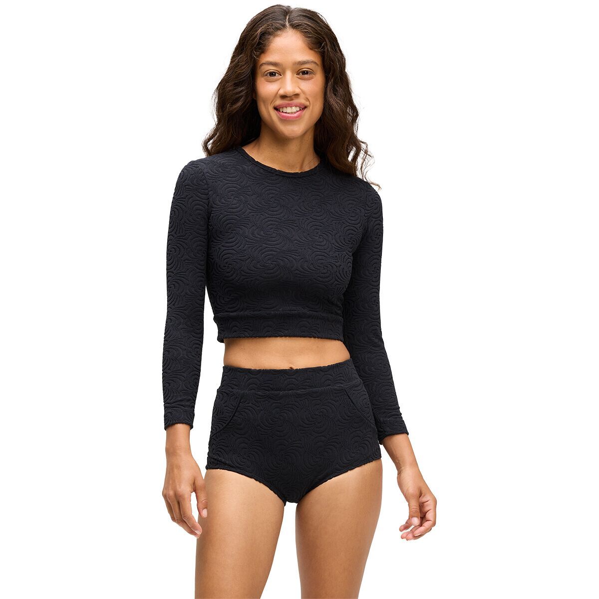 Image of Seea Swimwear Palomar Cropped Top Rashguard - Women's Sunray Black, XS