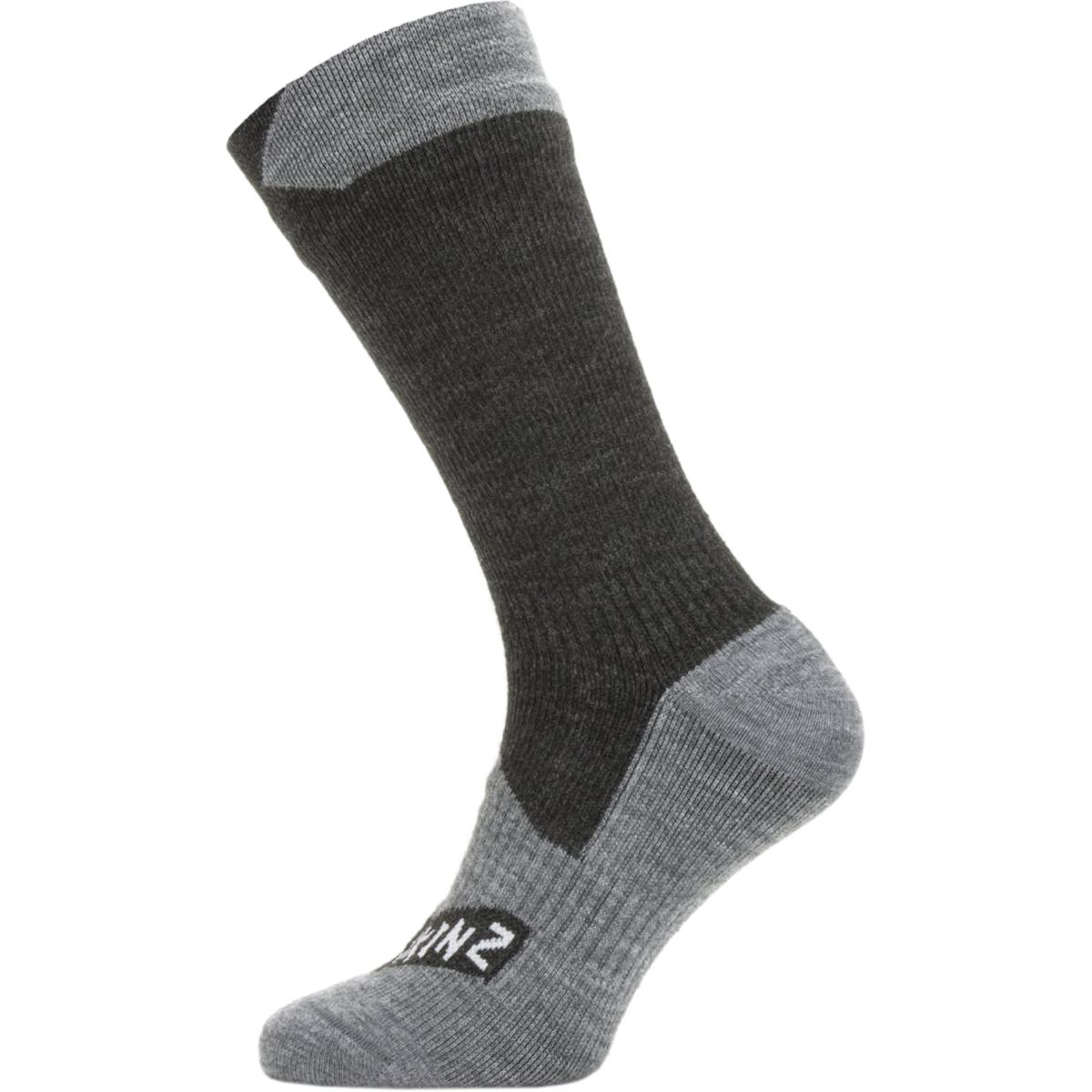 Image of SealSkinz Waterproof All Weather Mid Length Sock Black/Grey Marl, M