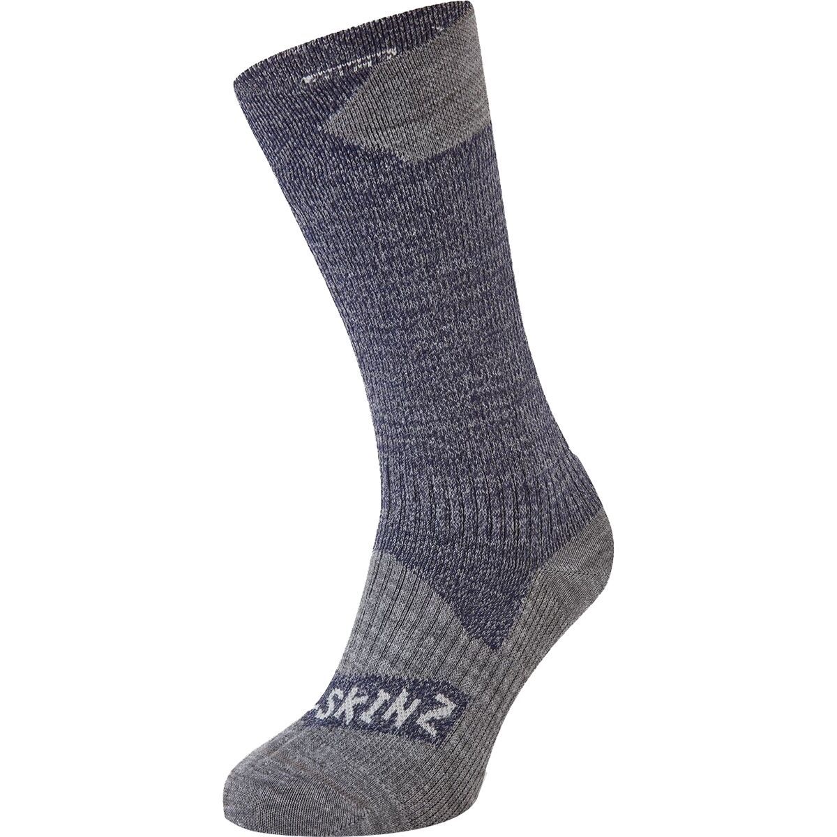 SealSkinz Raynham Waterproof All Weather Mid Length Sock Blue/Grey Marl, S