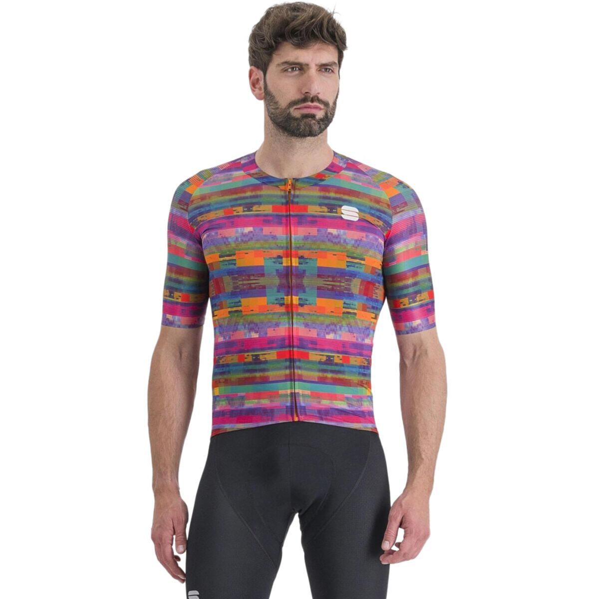 Image of Sportful Glitch Bomber Jersey - Men's Multicolor Pink, XXL
