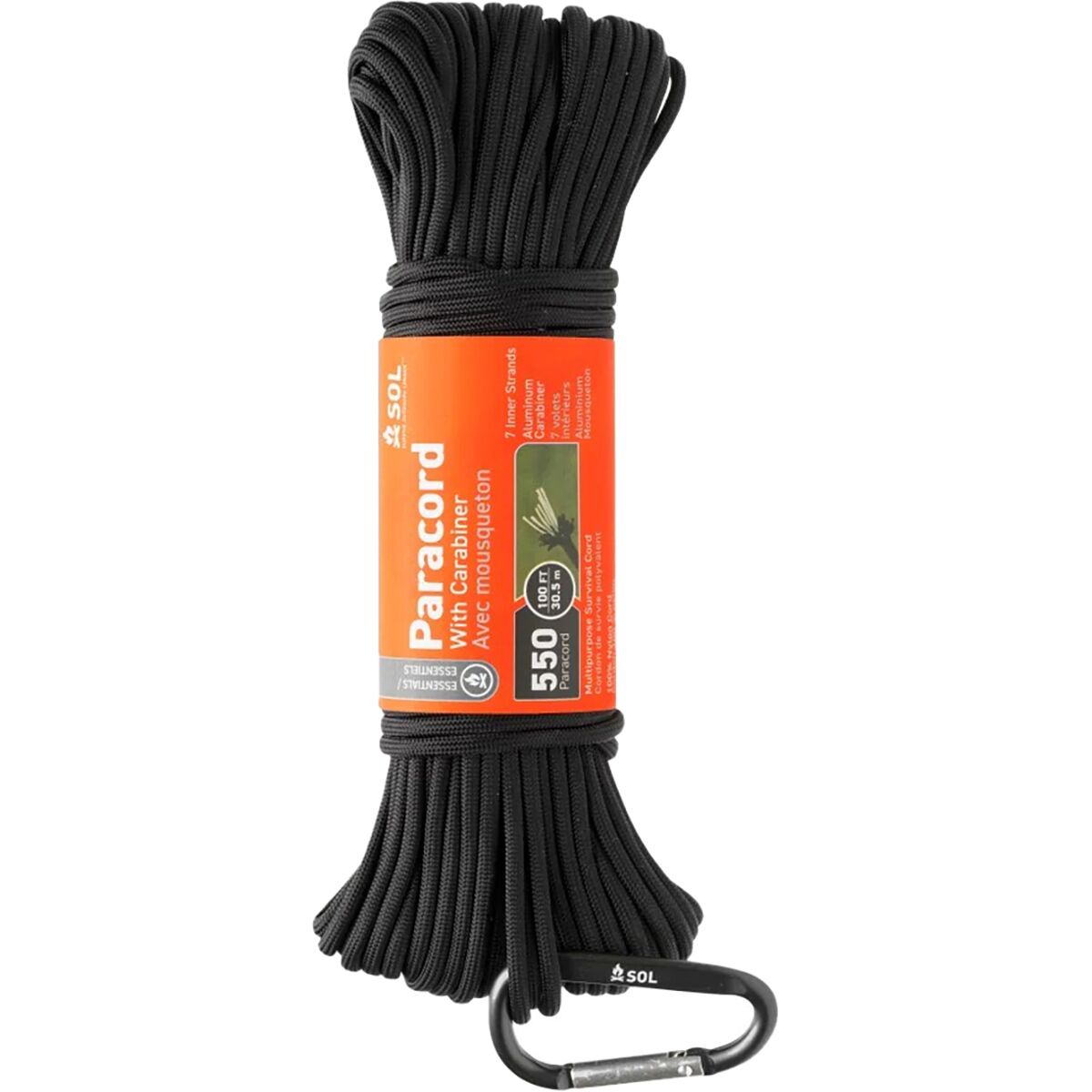 Image of S.O.L Survive Outdoors Longer 550 Paracord + Carabiner One Color, 100ft