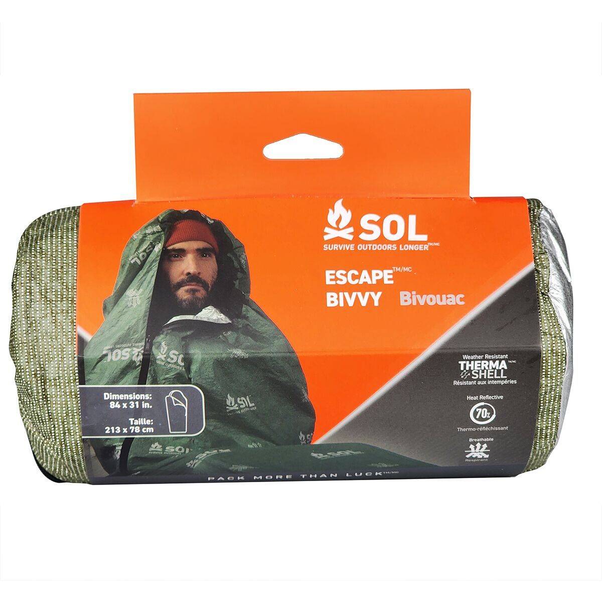 S.O.L Survive Outdoors Longer Escape Bivvy + Hood Green, One Size