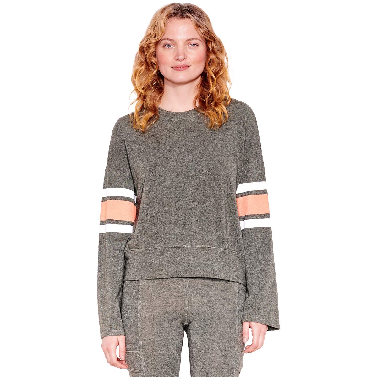 Sundry Sundry Varsity Stripe Pullover - Women's Pistachio, 3-L