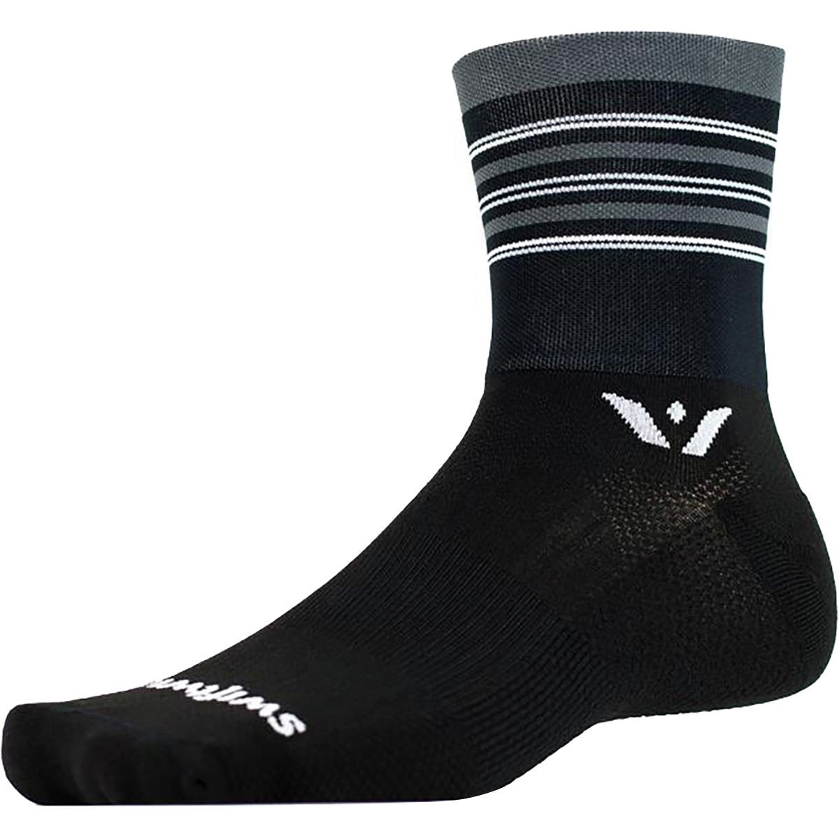 Swiftwick Aspire Four Stripe Sock Black/Gray/Silver, XL