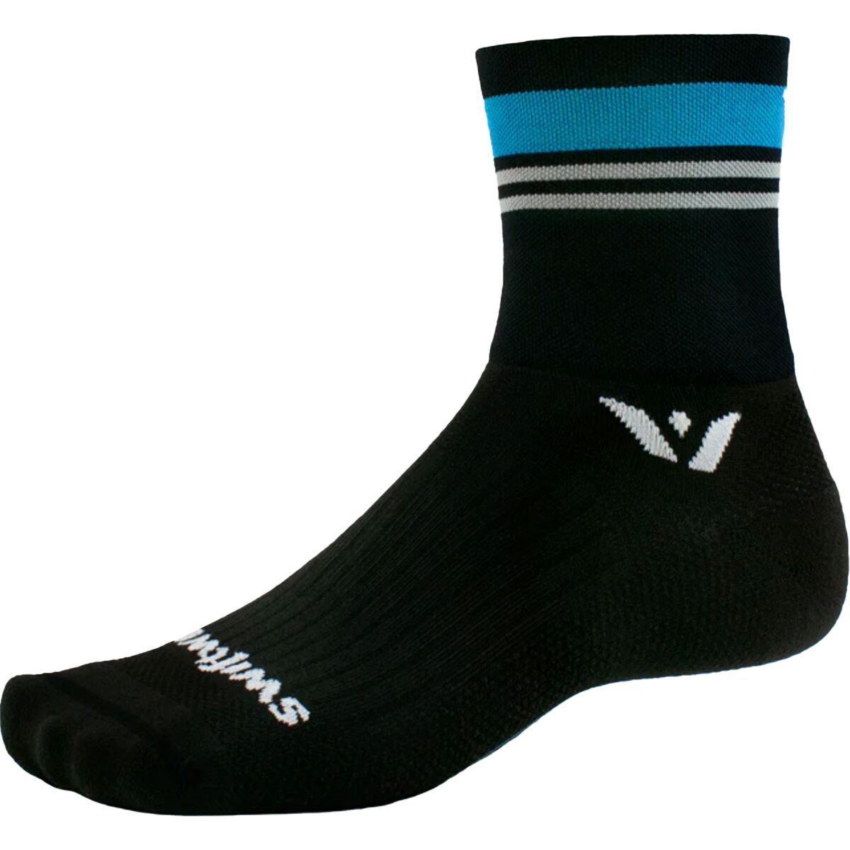 Swiftwick Aspire Four Stripe Sock Stripe Aqua/Gray, L