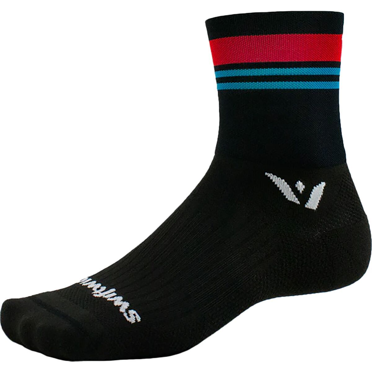 Swiftwick Aspire Four Stripe Sock Stripe Red/Aqua, XL