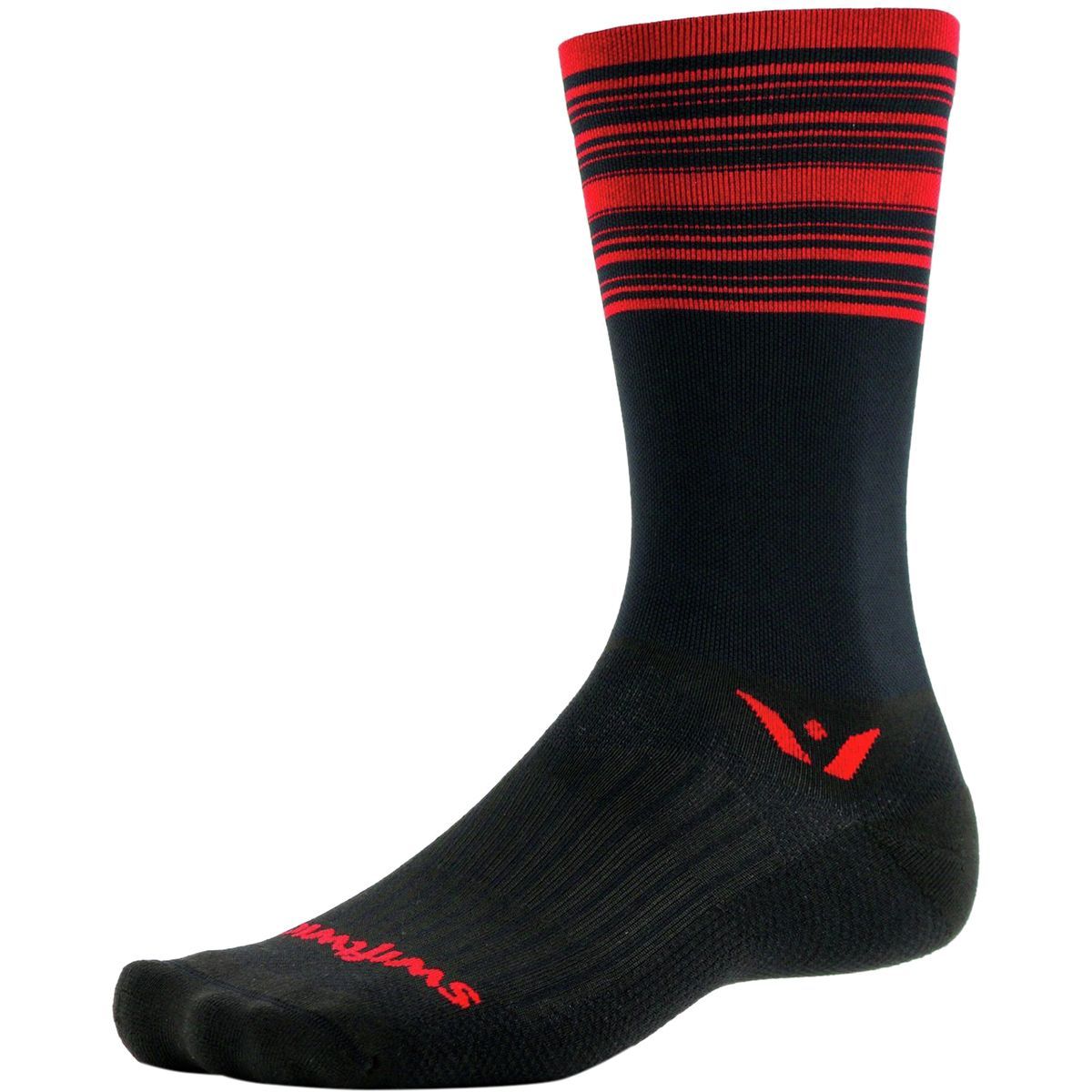 Swiftwick Aspire Seven Stripe Sock Black Red, S