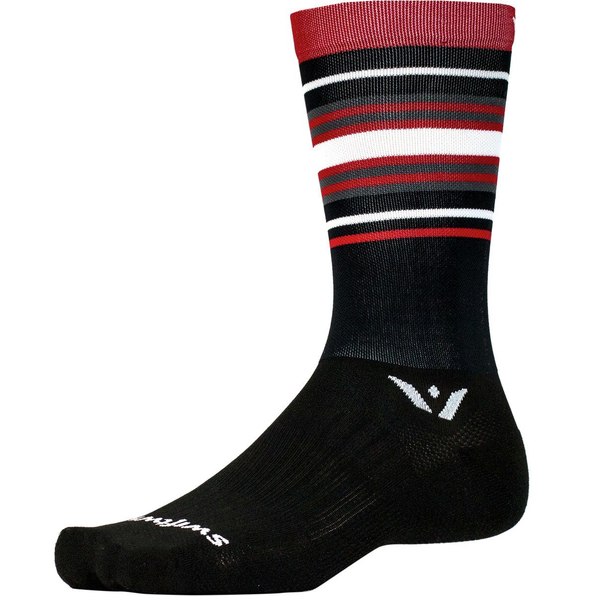 Swiftwick Aspire Seven Stripe Sock Red/Gray, L