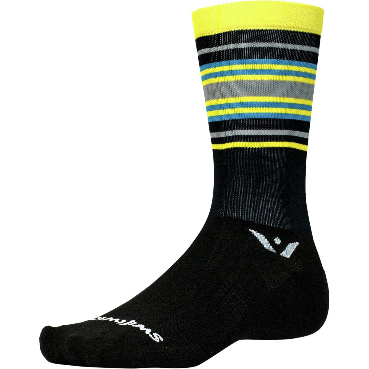 Swiftwick Aspire Seven Stripe Sock Yellow/Light Blue, S