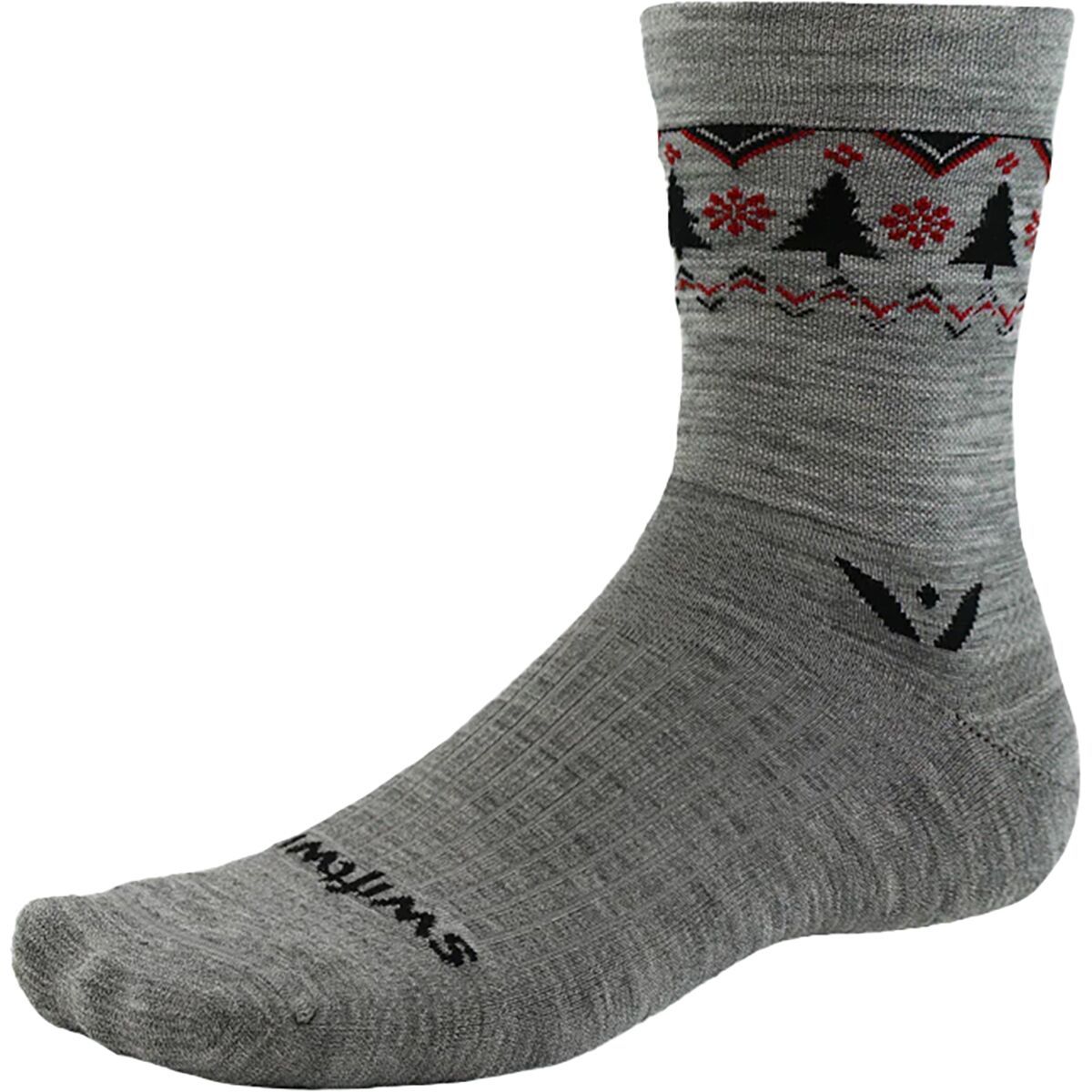 Swiftwick Vision Five Winter Sock Heather Navy Trees, S