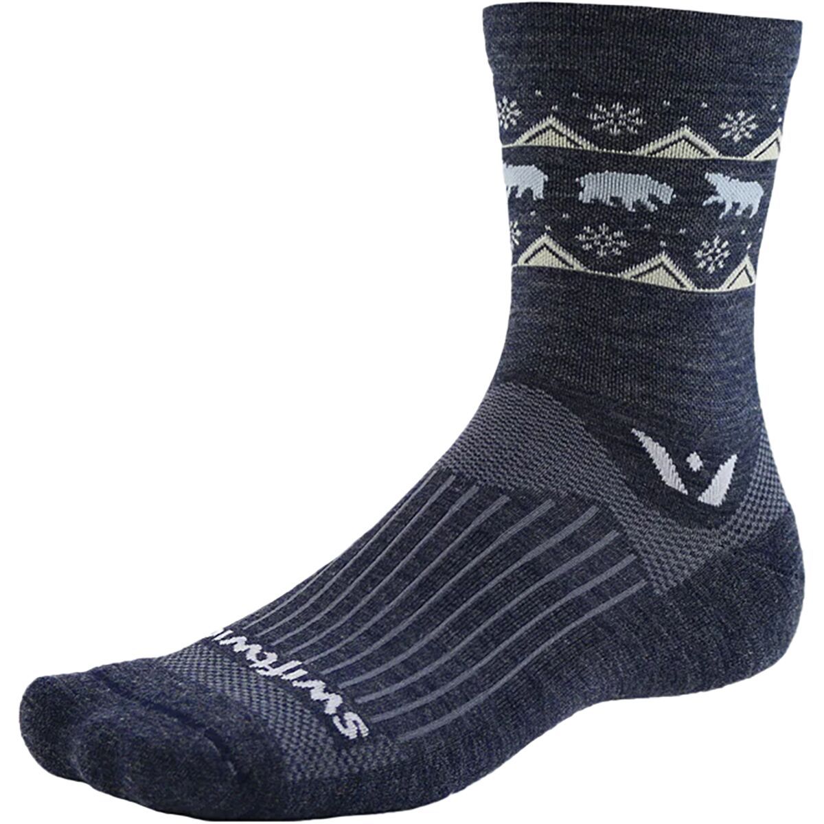 Swiftwick Vision Five Winter Sock Winter Slate Bear, S