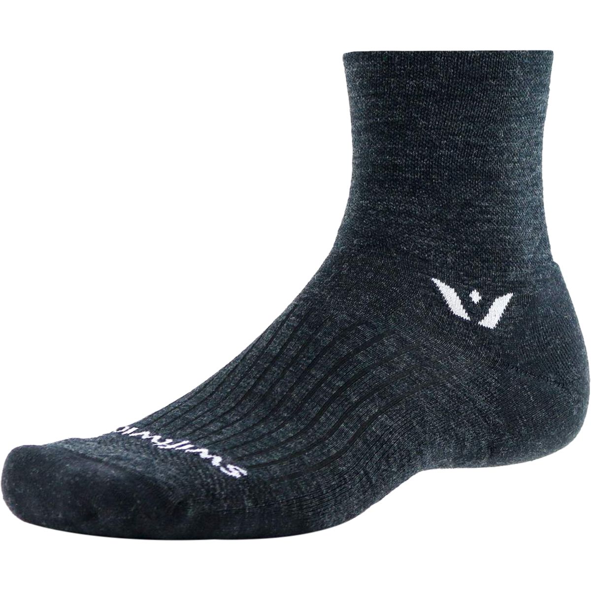Image of Swiftwick Pursuit Quarter Crew High Sock Coal, M