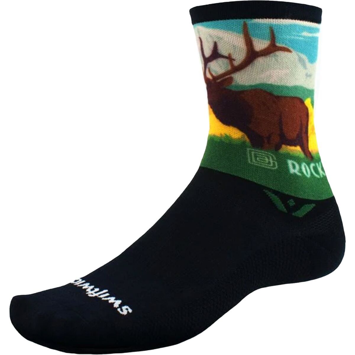 Image of Swiftwick Vision Crew Impression National Park Sock Rocky Mountains, S