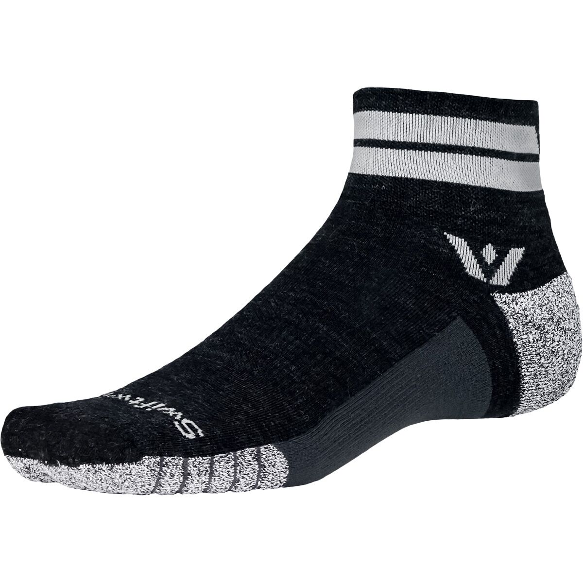 Image of Swiftwick Flite XT Trail Quarter Crew Sock Charcoal Gray, L