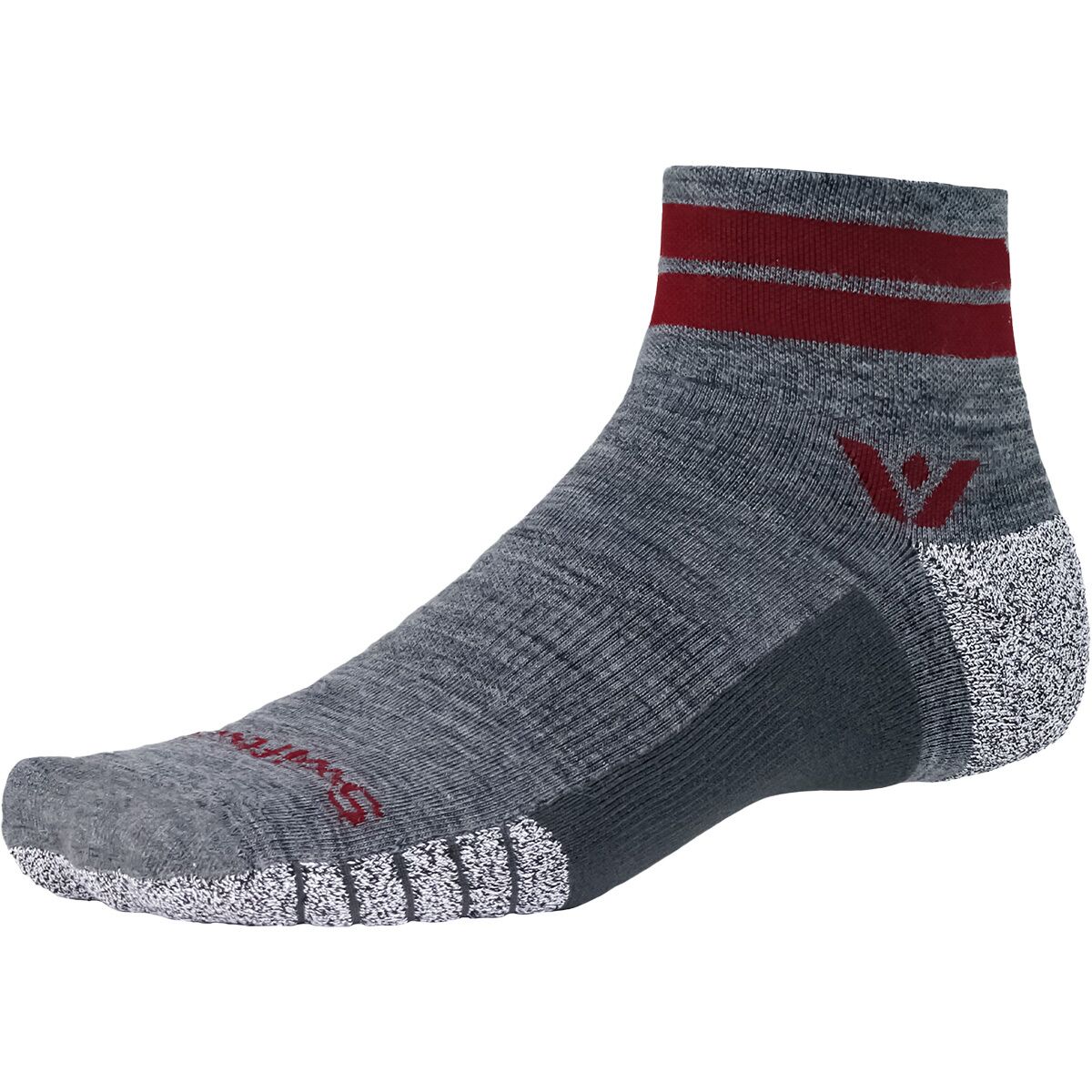 Image of Swiftwick Flite XT Trail Quarter Crew Sock Heather Red, M