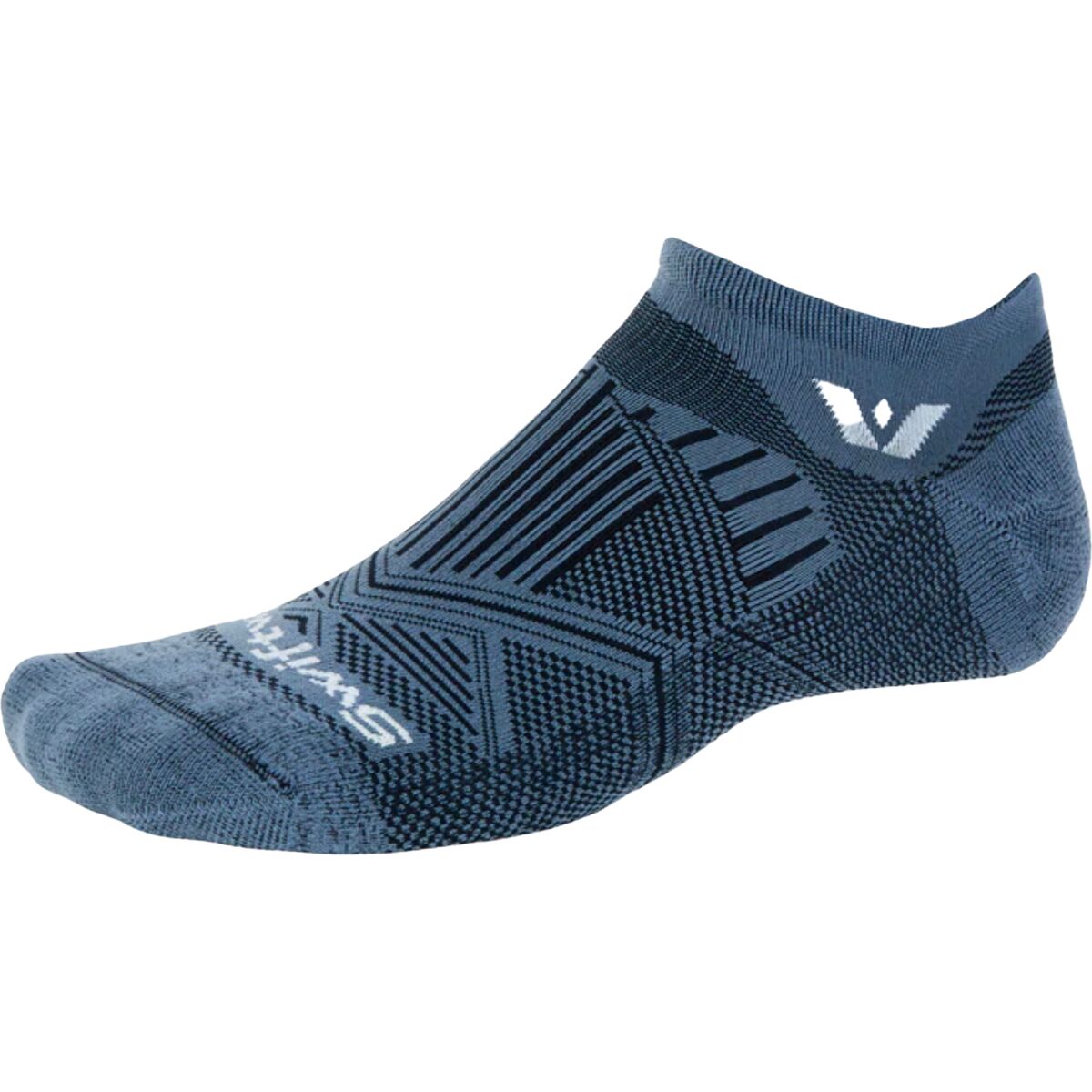 Image of Swiftwick Aspire No Show Tab Sock Geo Denim Blue, XL