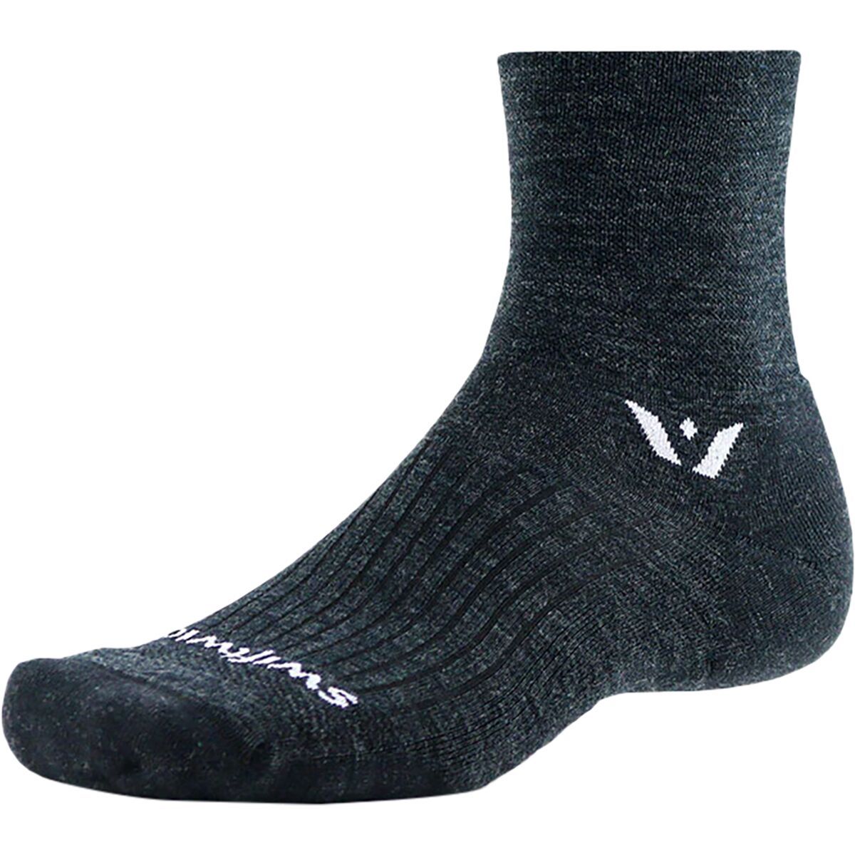 Image of Swiftwick Pursuit Quarter Crew High Sock Coal, M