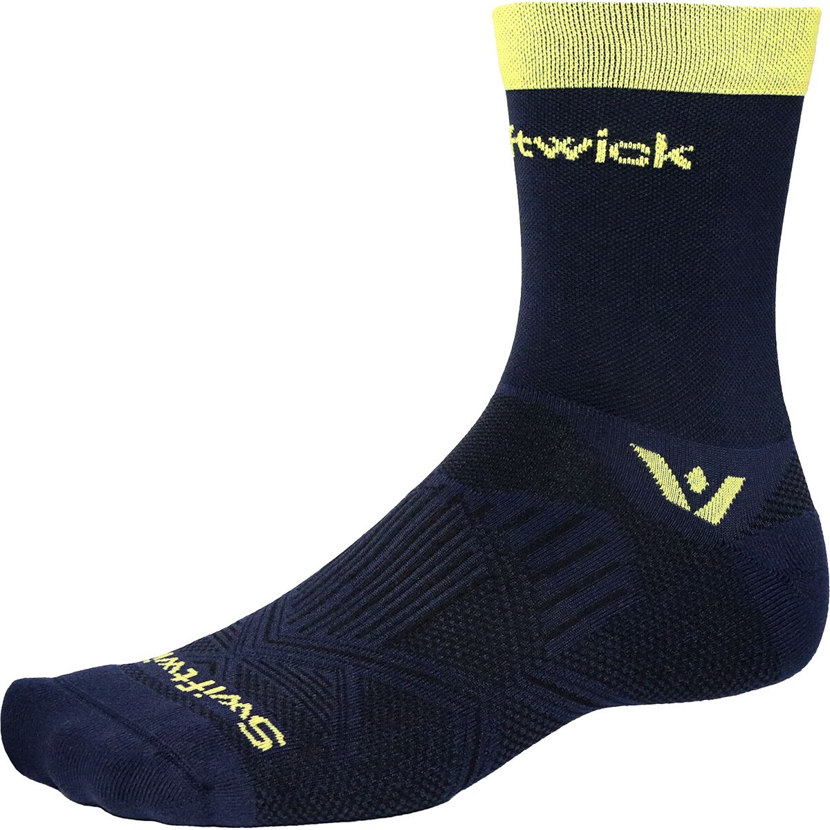 Image of Swiftwick Aspire Mid-Crew Sock Navy Yellow, S