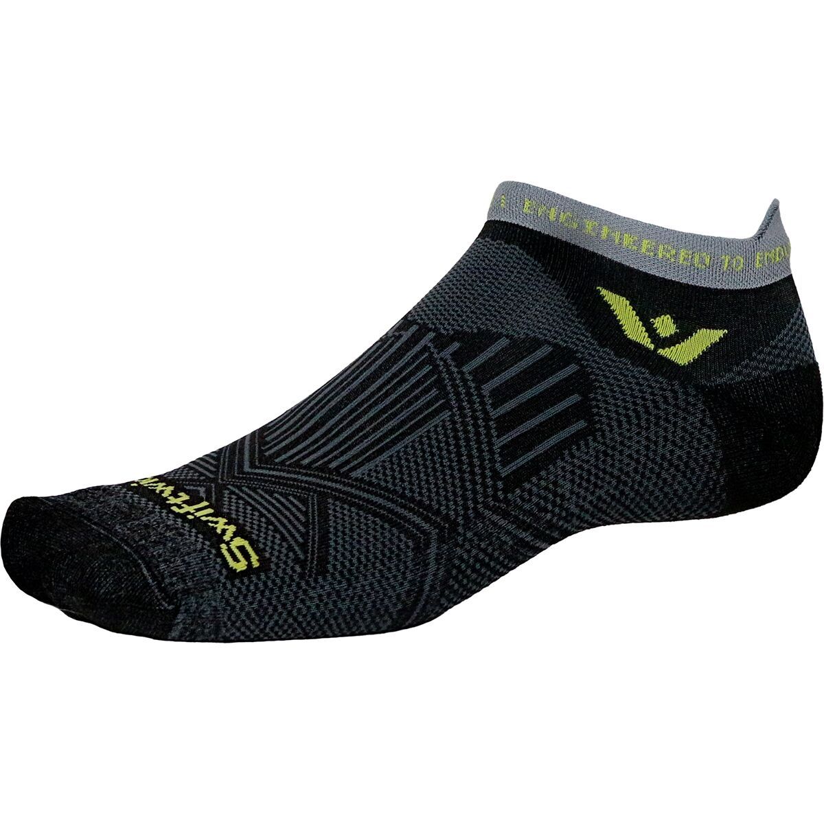 Image of Swiftwick Aspire No Show Tab Sock Black Yellow, M