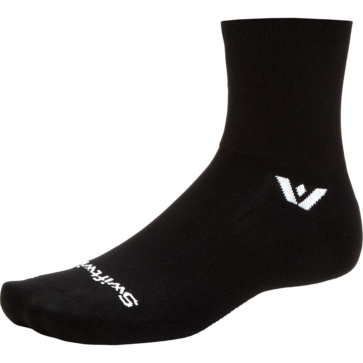Image of Swiftwick Aspire Quarter Crew High Sock Circuit Black, S