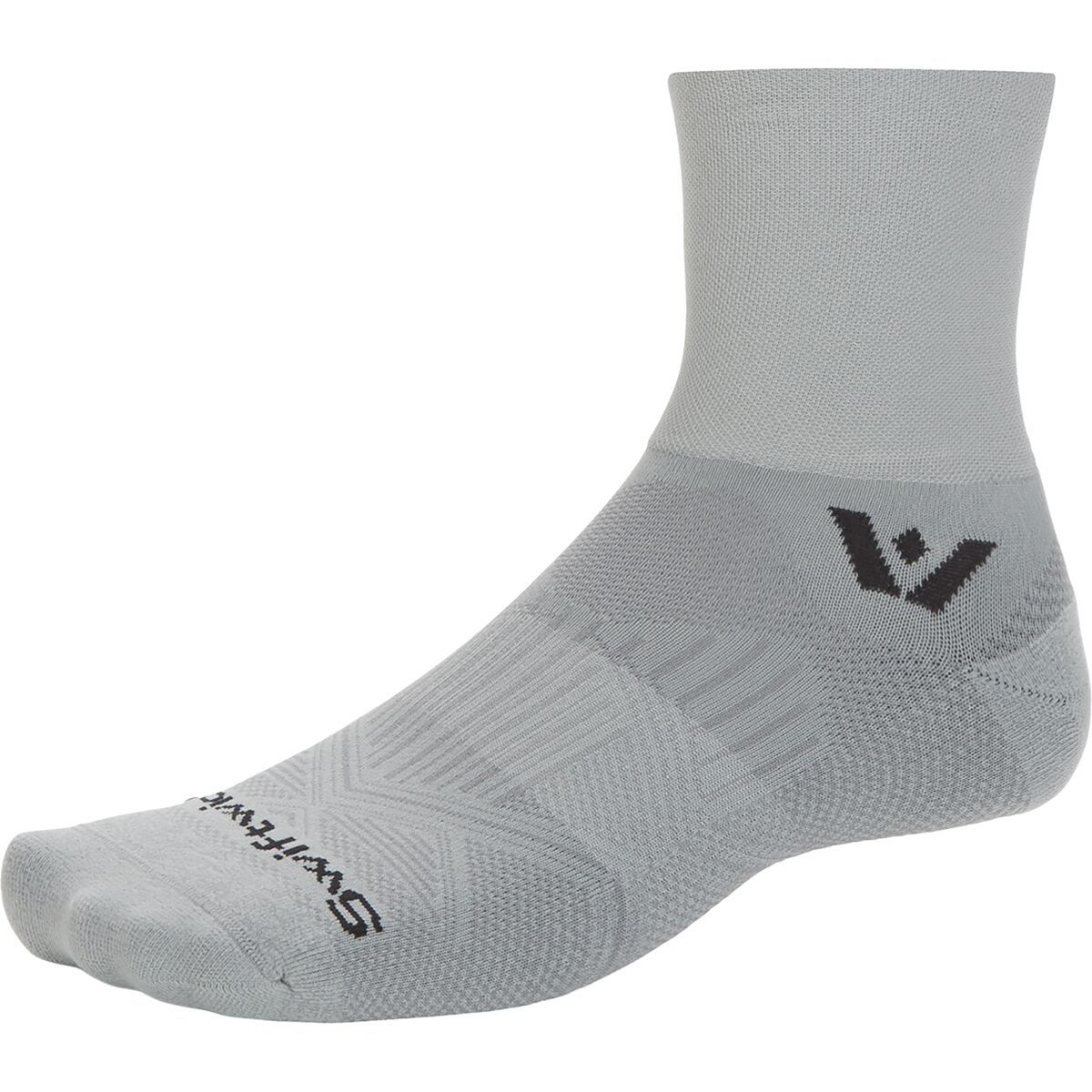 Image of Swiftwick Aspire Quarter Crew High Sock Circuit Pewter, L