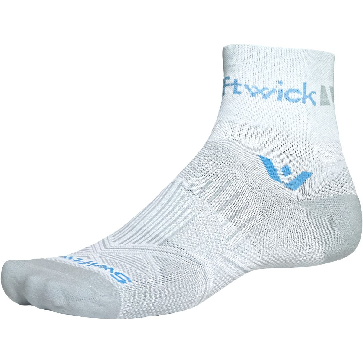 Image of Swiftwick Aspire Quarter Crew Sock Blue Gray, XL