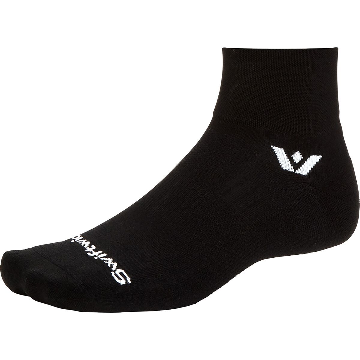 Image of Swiftwick Aspire Quarter Crew Sock Circuit Black, L