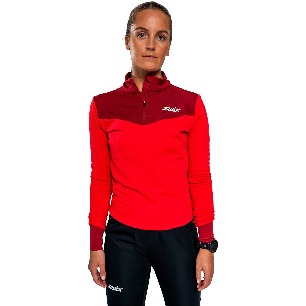 Image of Swix Dynamic Midlayer 1/2-Zip Top - Women's Swix Red/Rhubarb Red, L
