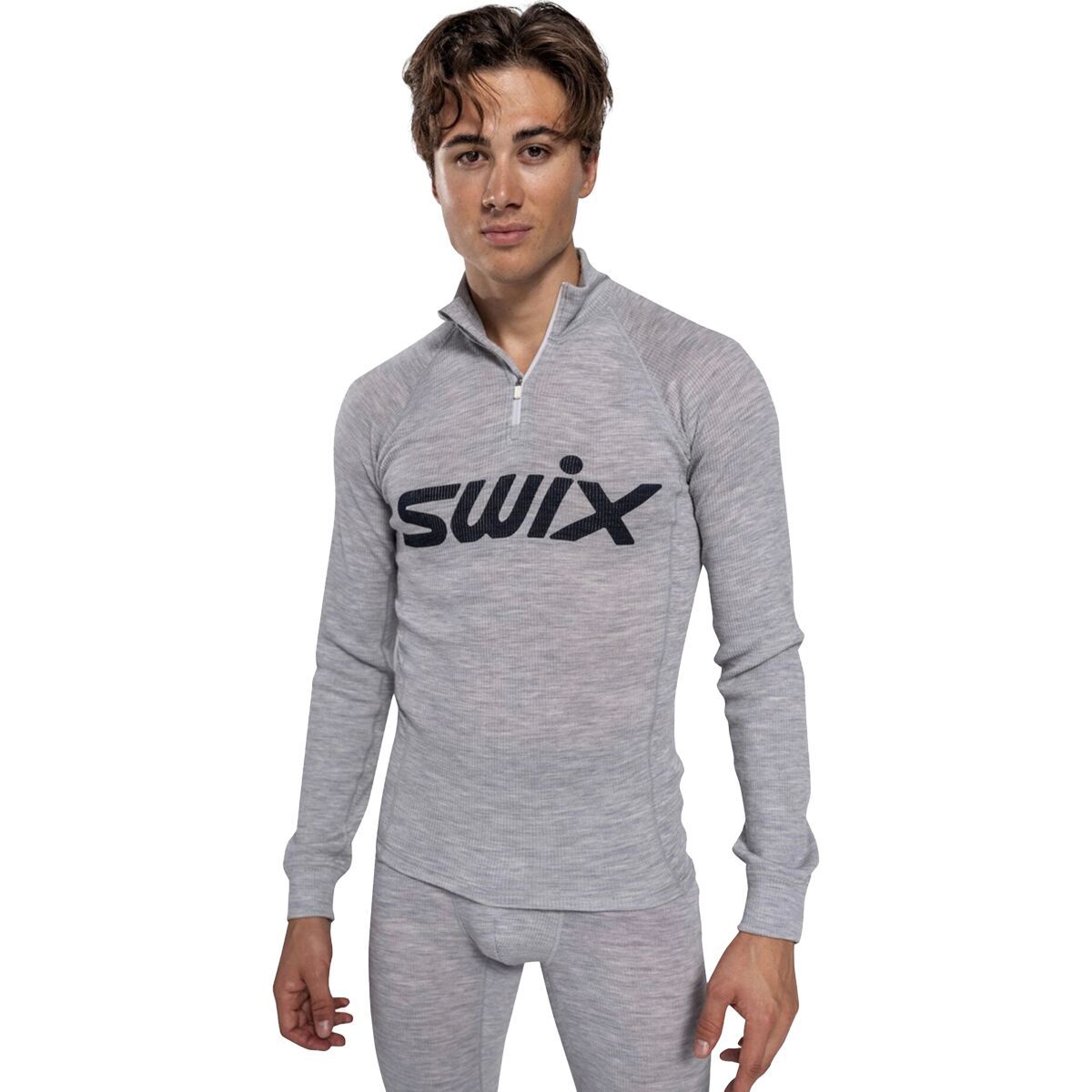 Swix RaceX Merino 1/2-Zip Top - Men's Light Grey Melange/ Dark Navy, XXL