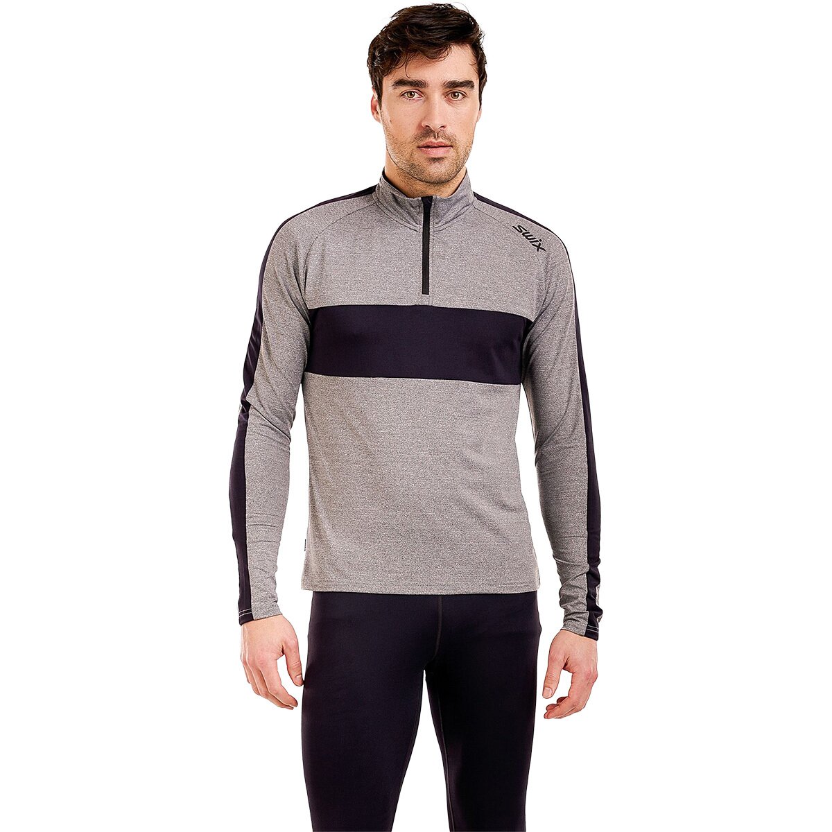 Image of Swix Tista 1/2-Zip Mid Layer Top - Men's Light Grey Melange, XL
