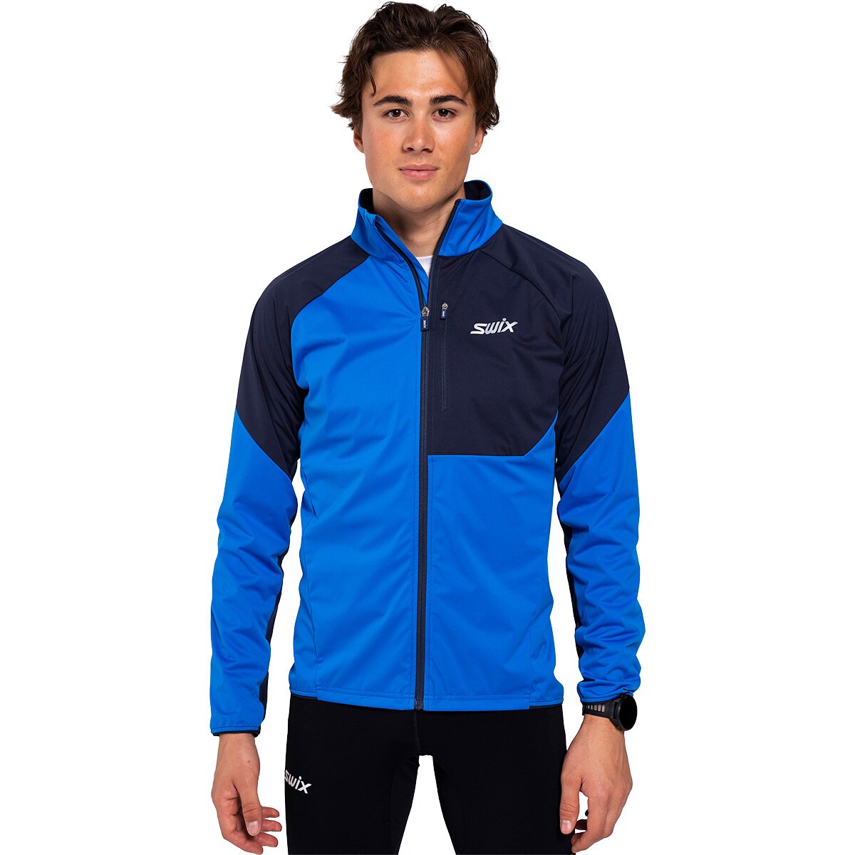 Image of Swix Focus Wind Jacket - Men's Active Blue/Dark Navy, XL