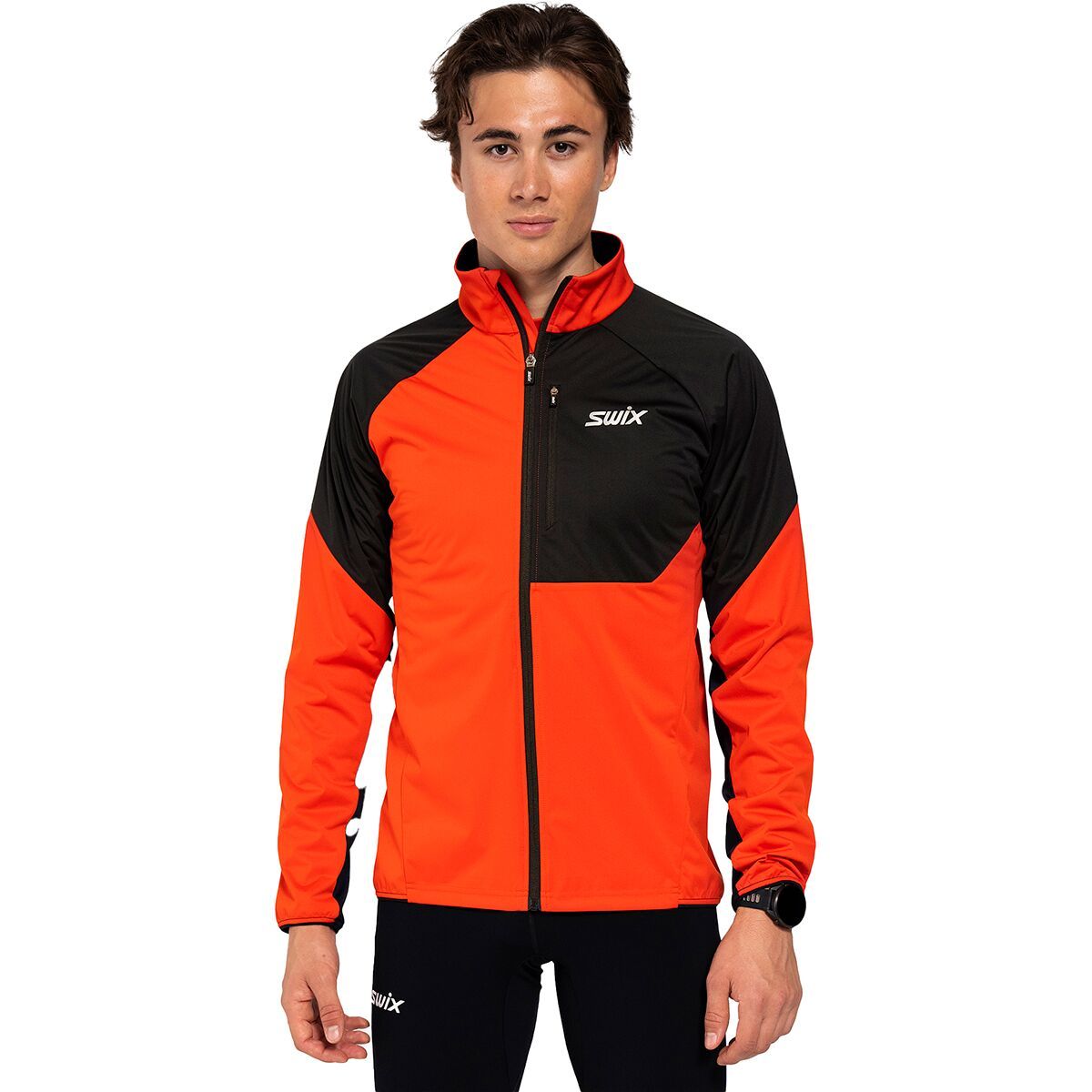 Image of Swix Focus Wind Jacket - Men's Fiery Red/Black, XL