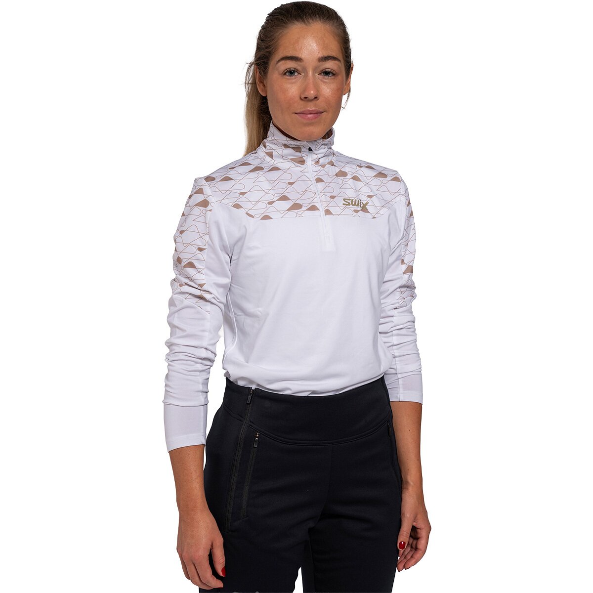 Image of Swix Infinity Light 1/2-Zip Top - Women's Bright White/Dune, L