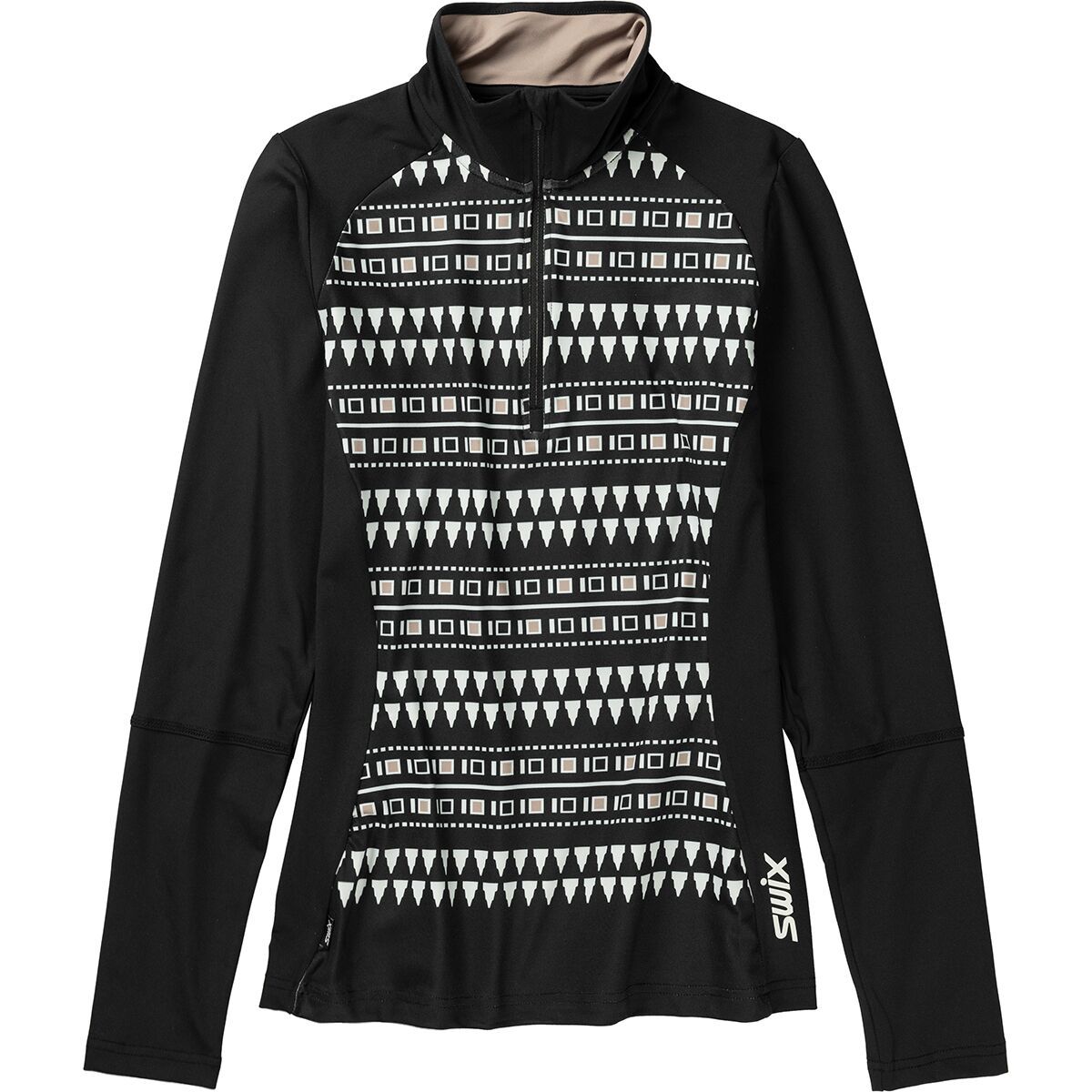 Image of Swix Tista 1/2-Zip Mid Layer Top - Women's Black Print, XS