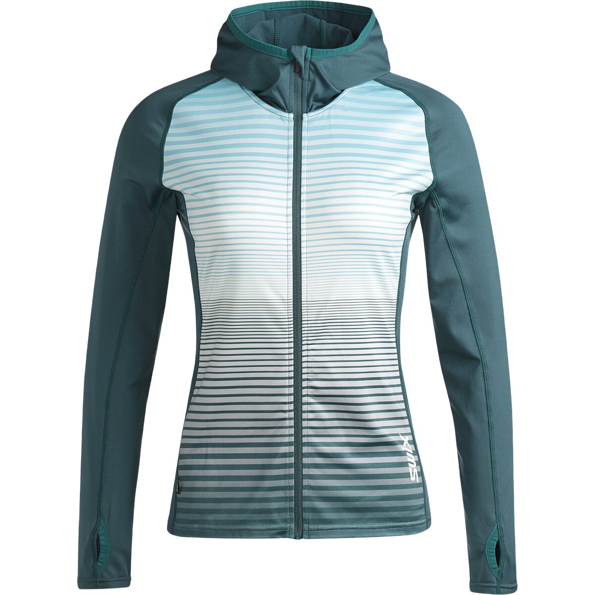 Image of Swix Tista Full-Zip Hood Midlayer Top - Women's Teal, XS