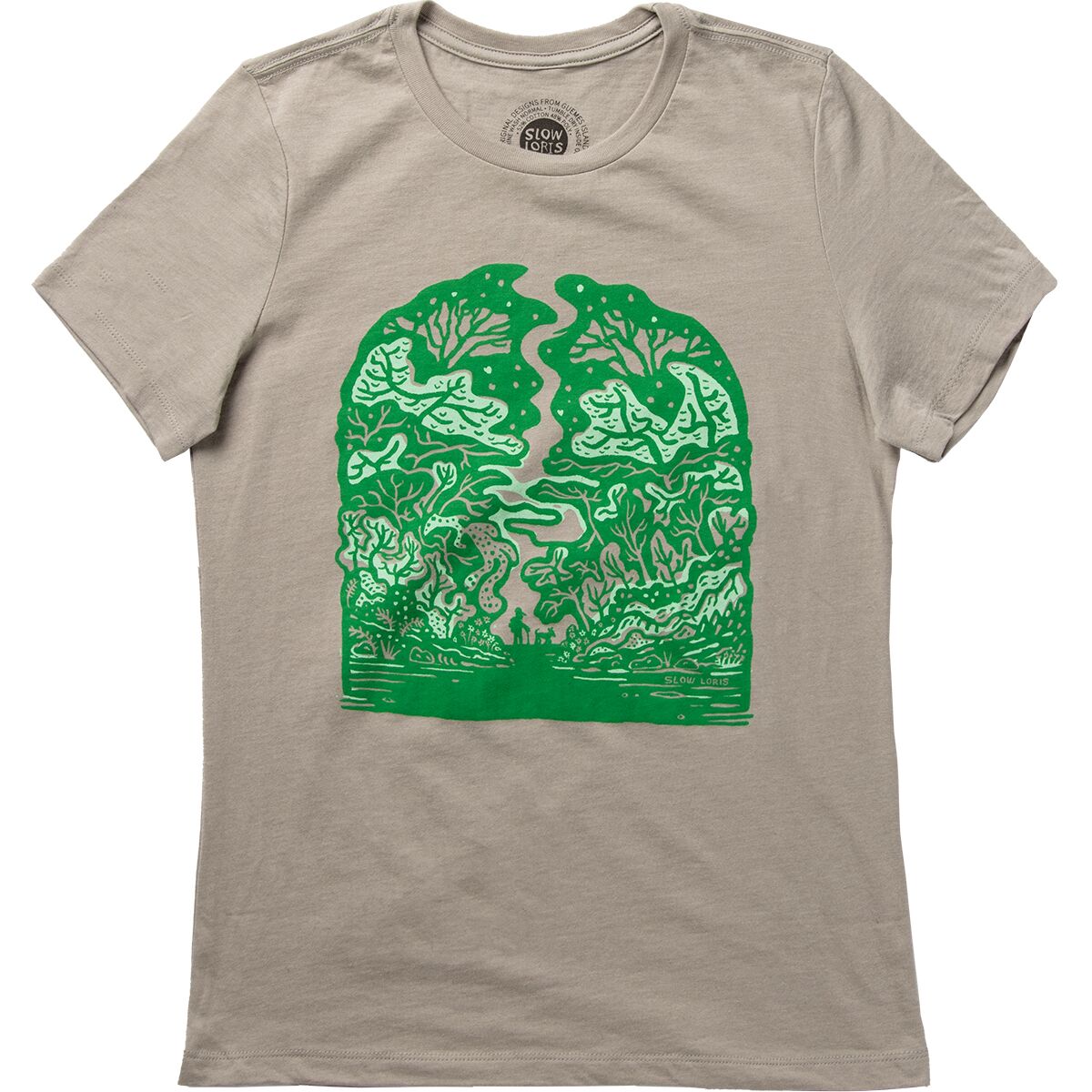 Slow Loris Slow Loris Trippy Forest Shirt - Women's Heather Stone/Spring, S