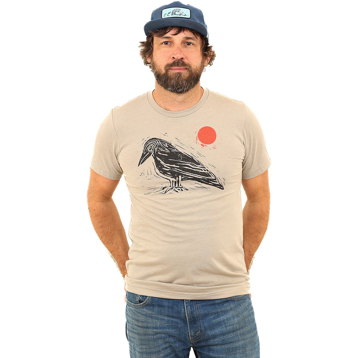 Image of Slow Loris Block Bird T-Shirt Heather Stone, M