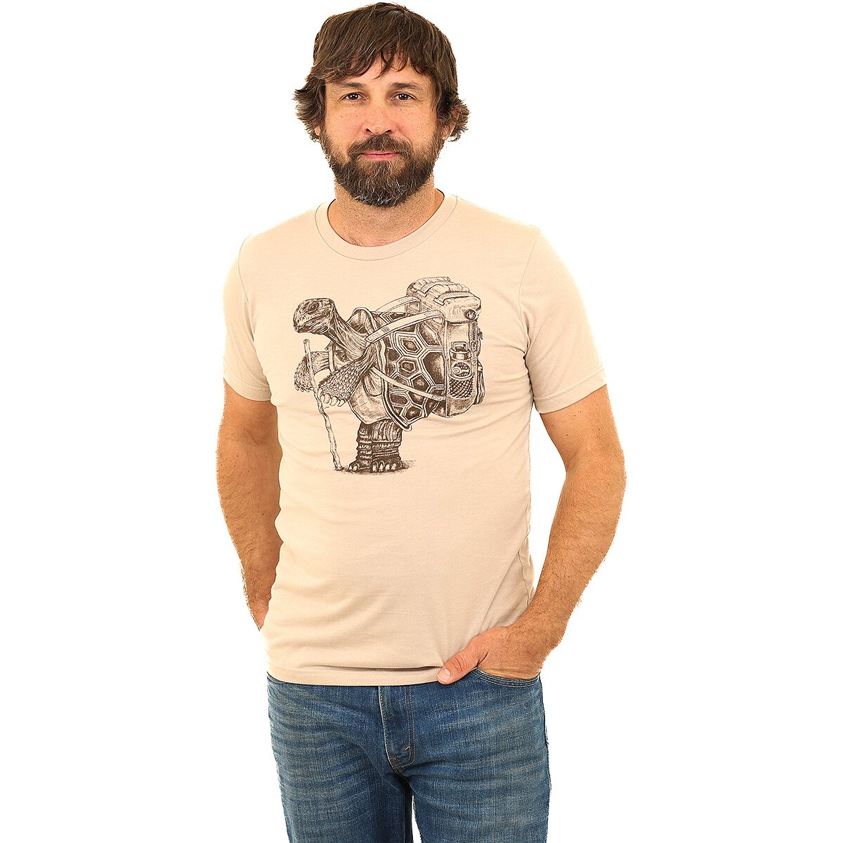 Image of Slow Loris Hiking Tortoise T-Shirt Heather Tan, S