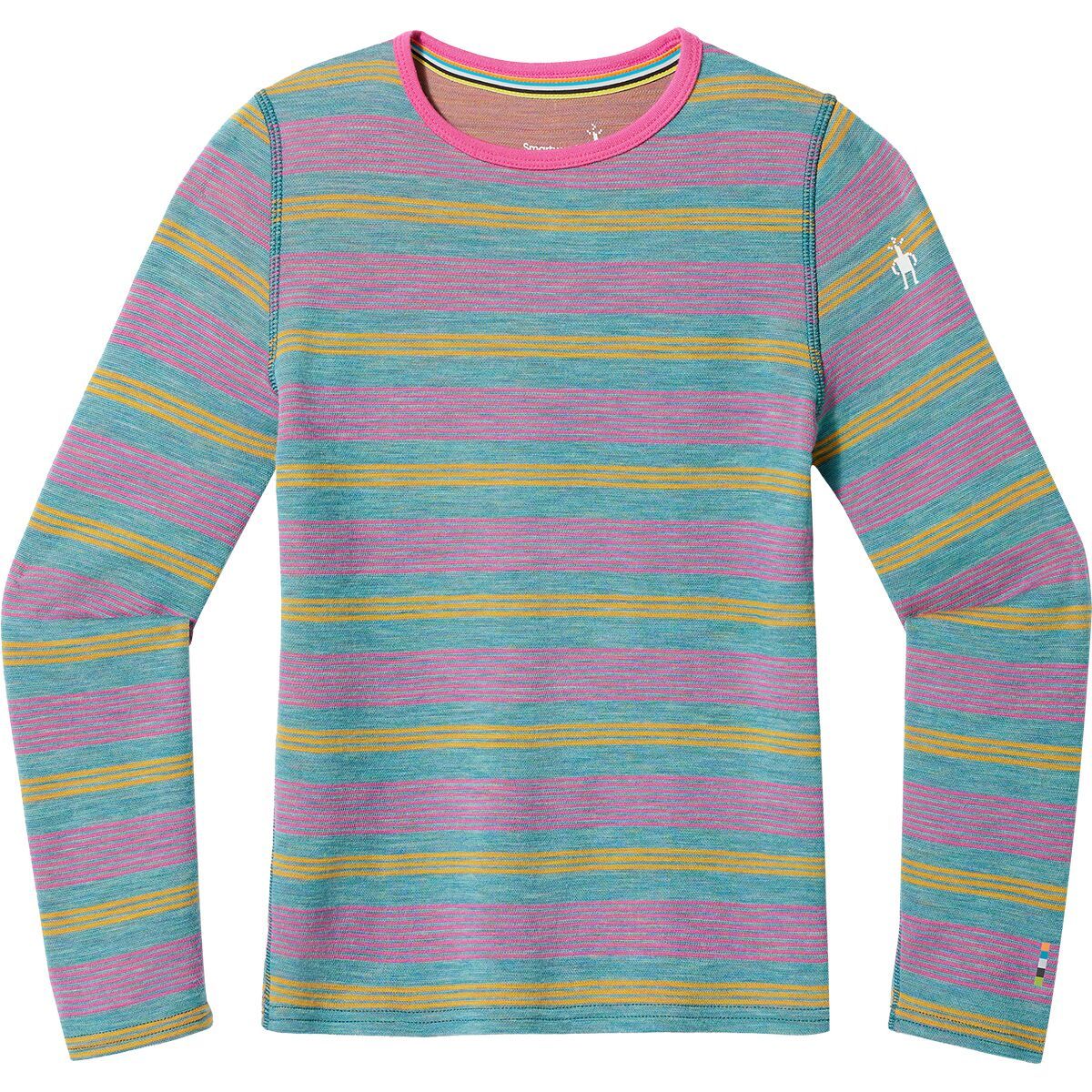 Smartwool Merino 250 Baselayer Crew Top - Kids' Cascade Multi Stripe, XXS