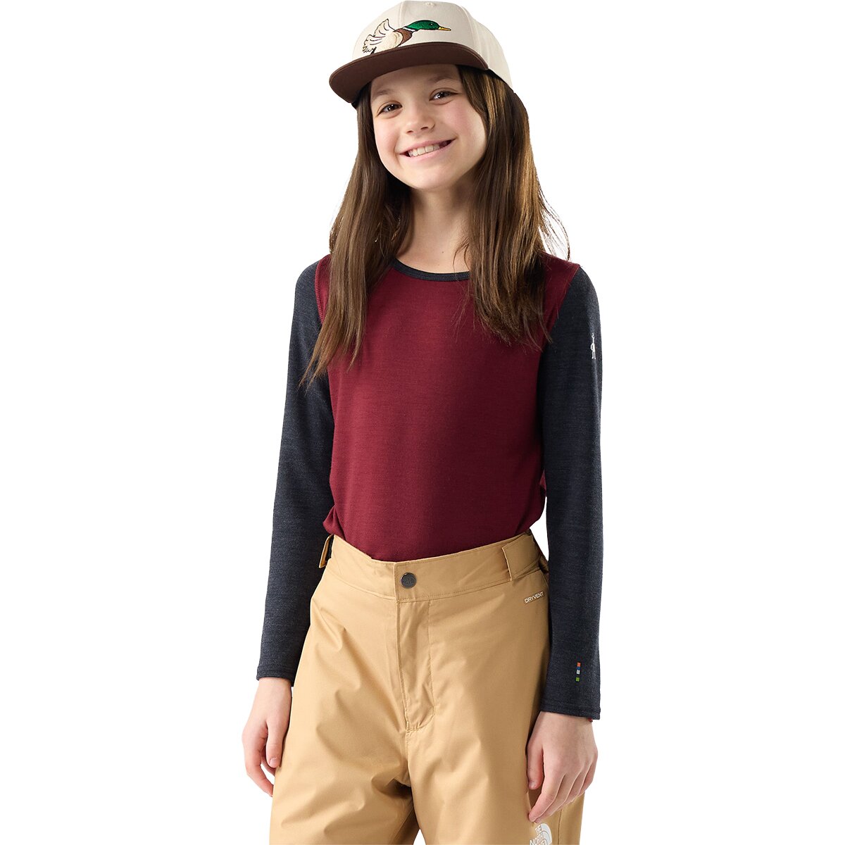 Image of Smartwool Merino 250 Baselayer Crew Top - Kids' Cherry Lacquer, XS