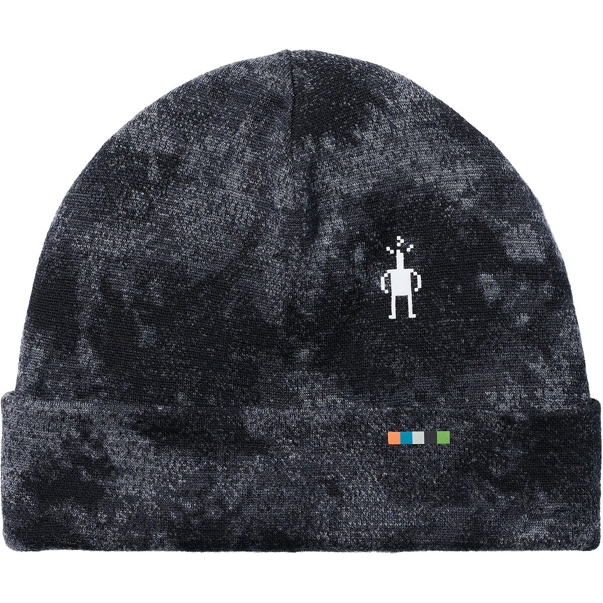 Image of Smartwool Merino 250 Reversible Pattern Cuffed Beanie - Kids' Black Tie Dye, L/XL