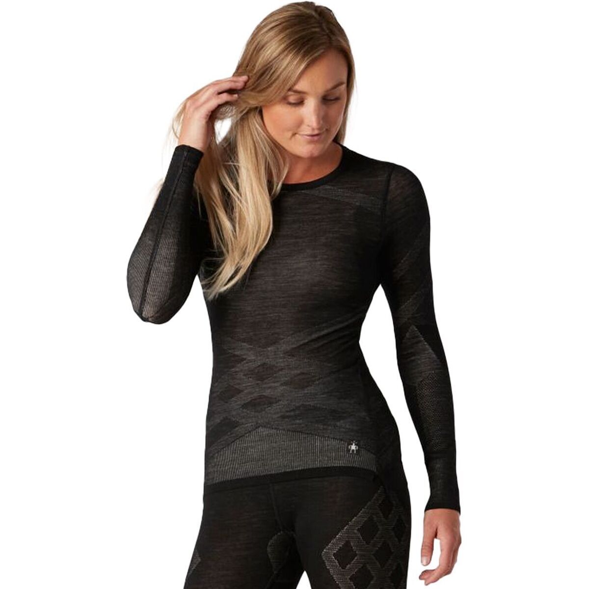 Smartwool Intraknit Thermal Merino Crew Baselayer - Women's Black/White, XL
