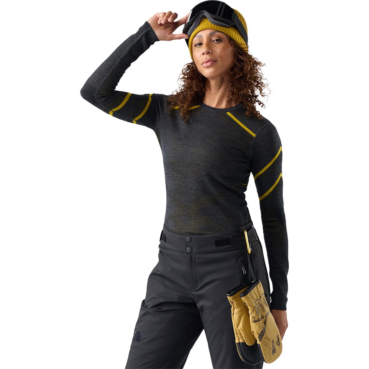 Image of Smartwool Intraknit Thermal Merino Crew Baselayer - Women's Charcoal/Bronze Olive, XL