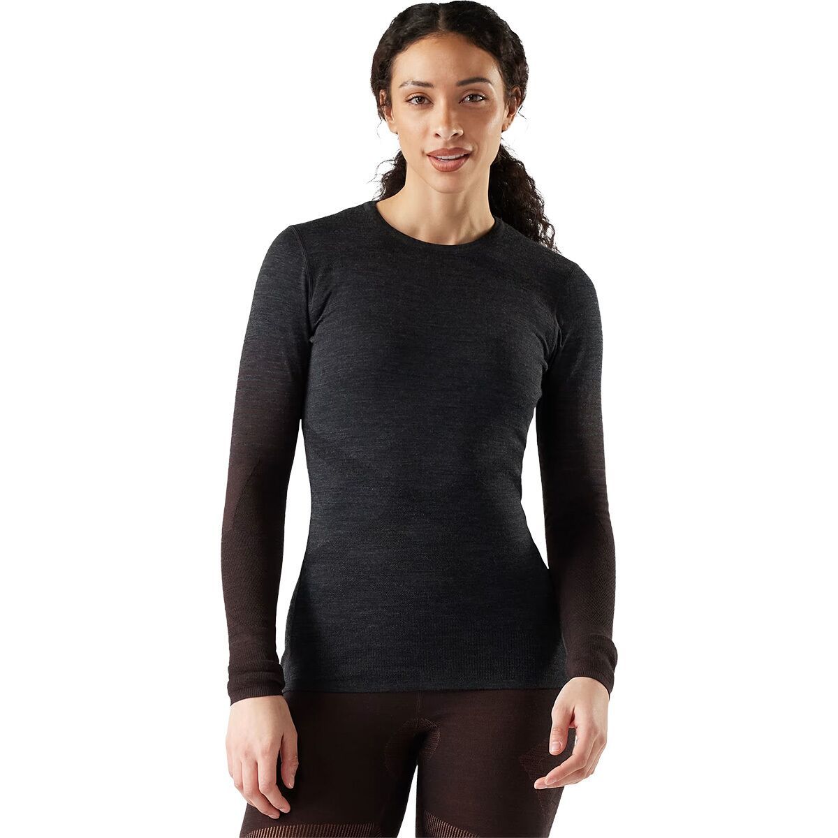 Image of Smartwool Intraknit Thermal Merino Crew Baselayer - Women's Charcoal/Mink Stripe, M