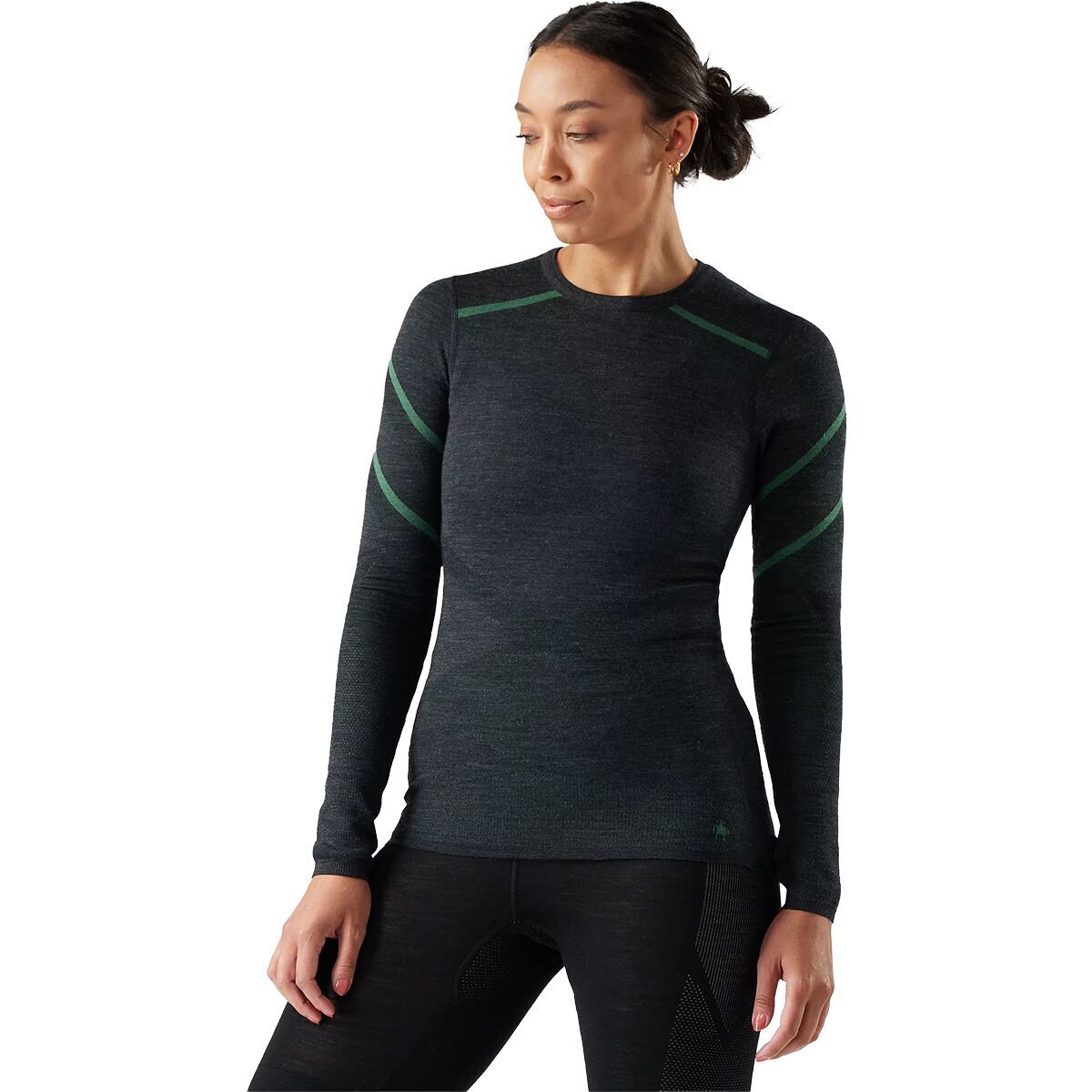 Image of Smartwool Intraknit Thermal Merino Crew Baselayer - Women's Charcoal/Zen Green, S