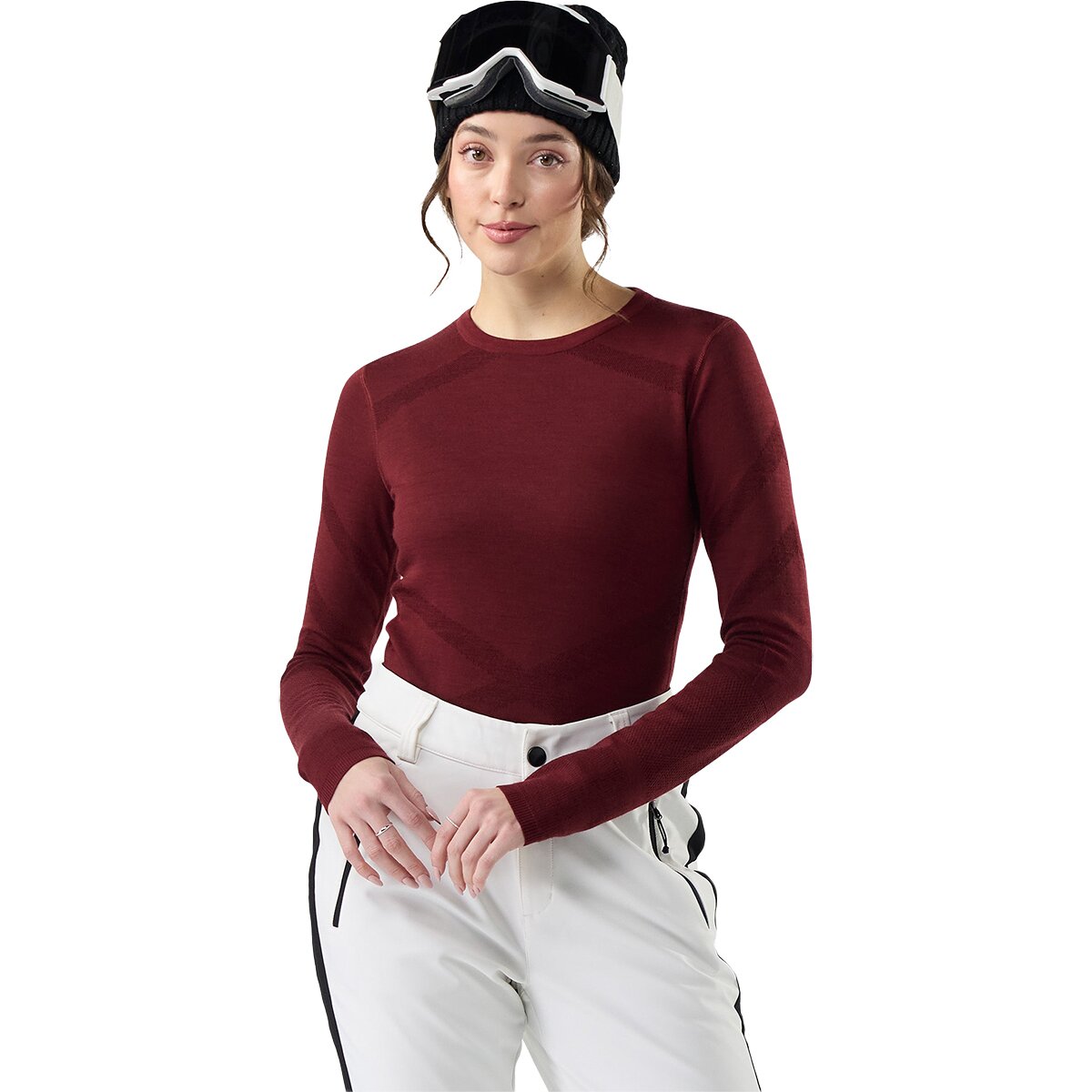 Image of Smartwool Intraknit Thermal Merino Crew Baselayer - Women's Cherry Lacquer/Black, S