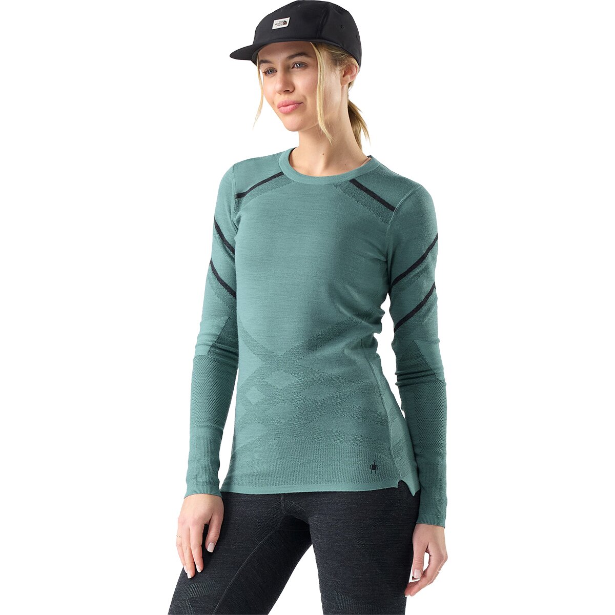 Image of Smartwool Intraknit Thermal Merino Crew Baselayer - Women's Dusty Teal/Charcoal, XS