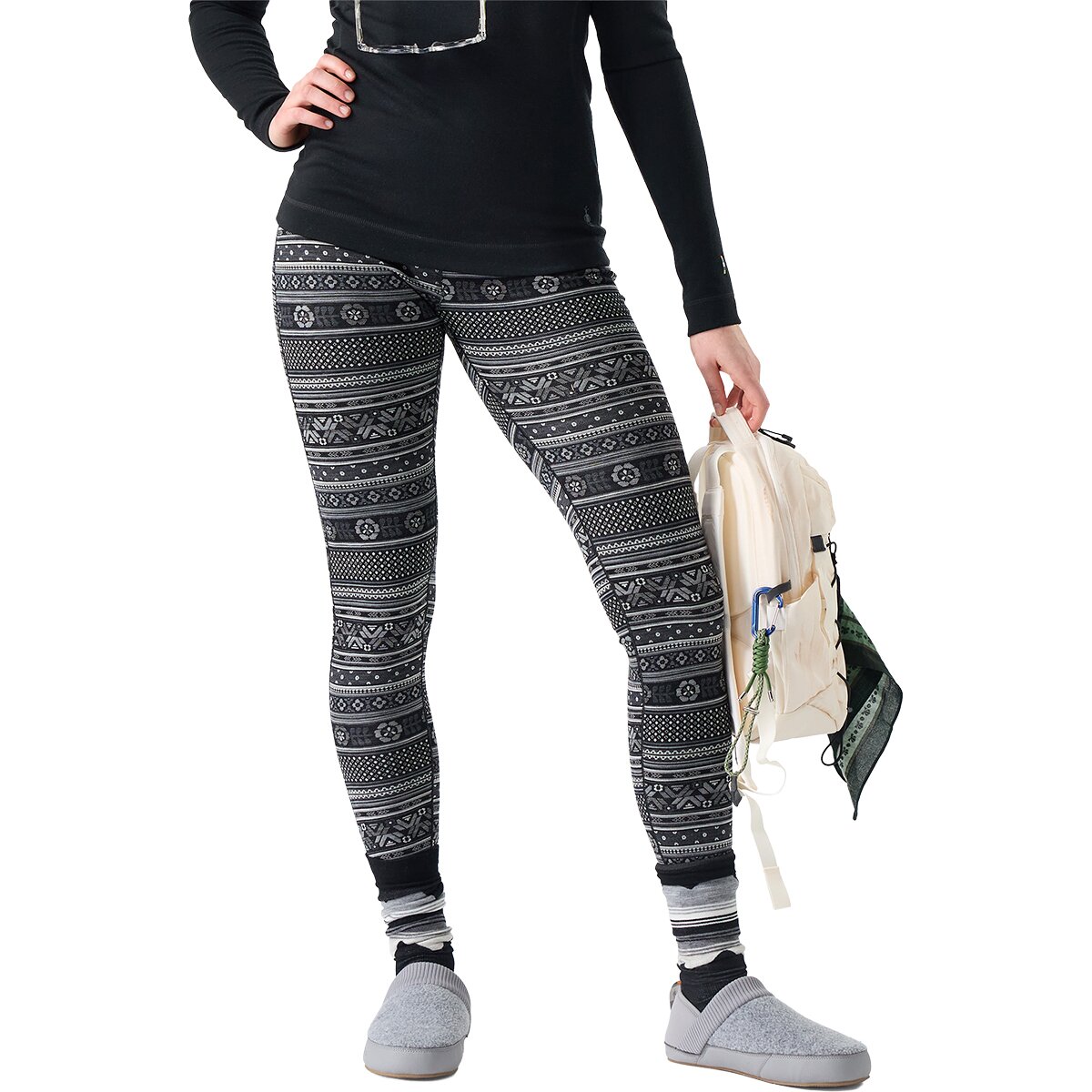 Image of Smartwool Classic Thermal Merino Baselayer Bottom - Women's Black Fair Isle Fun, M