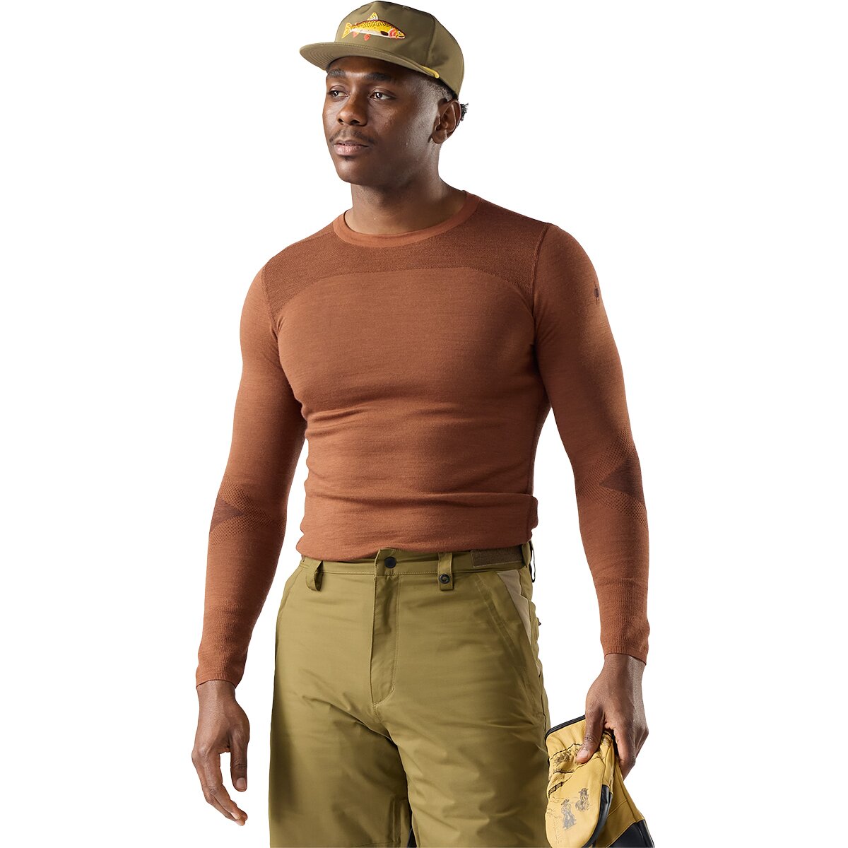 Image of Smartwool IntraKnit Merino 200 Crew Top - Men's Burnt Sienna/Dark Mink, XXL
