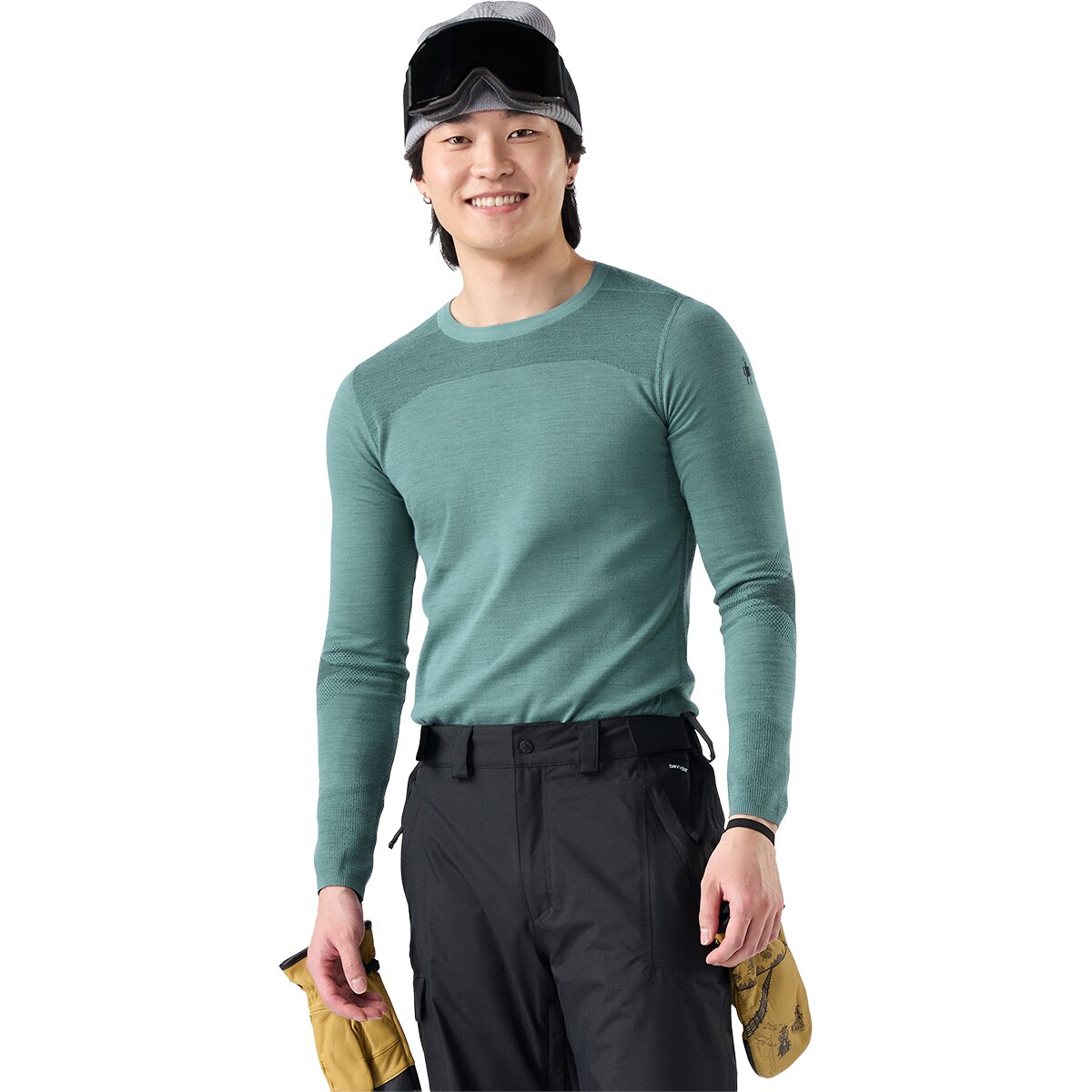 Image of Smartwool IntraKnit Merino 200 Crew Top - Men's Dusty Teal/Charcoal, S
